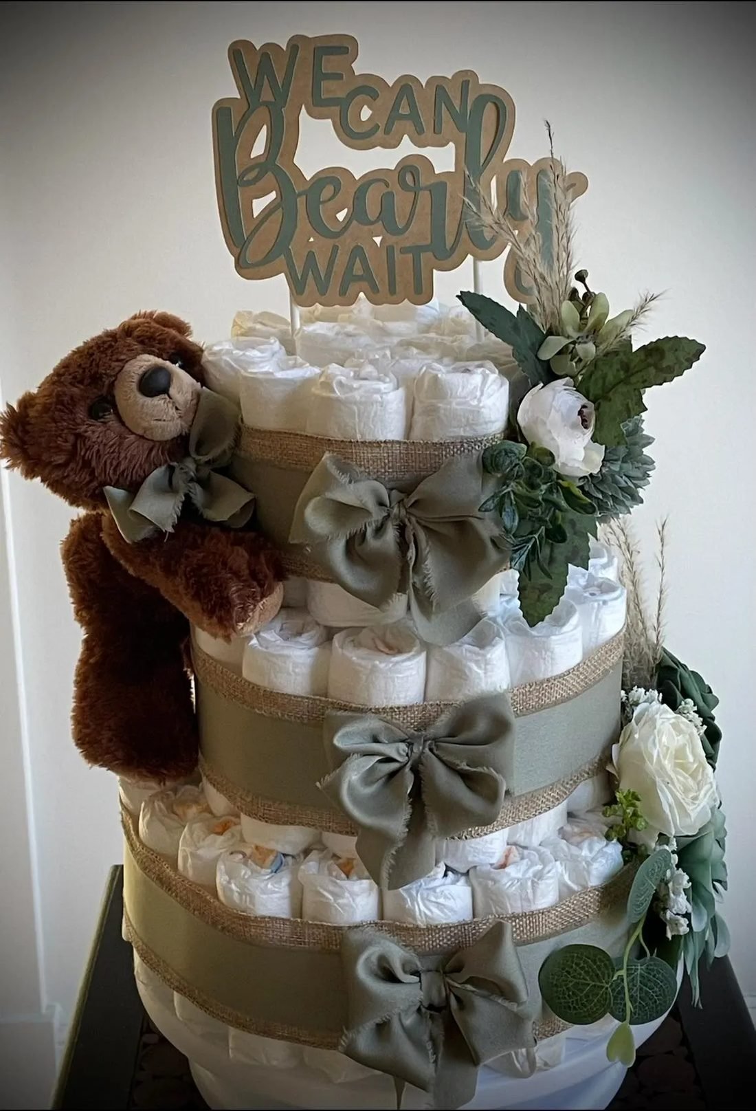 “We can Bearly Wait” Diaper Cake, made by Leisa