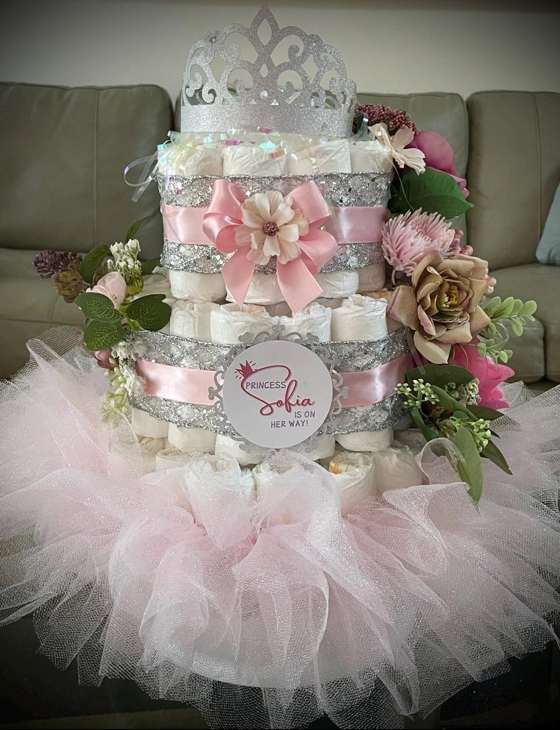 Princess Diaper Cake, made by Leisa