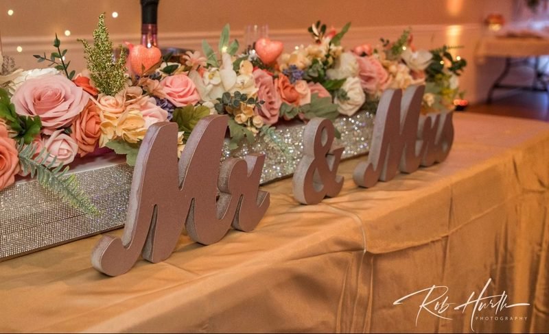 Mr & Mrs table letters with florals