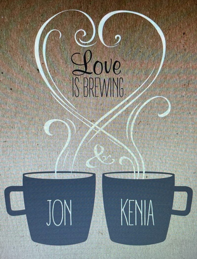 “Love is brewing” sign