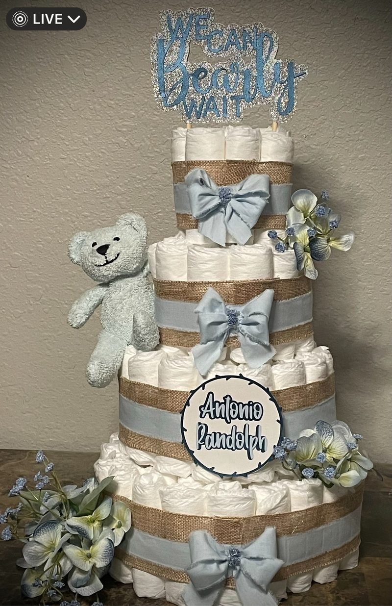 Teddy bear diaper cake