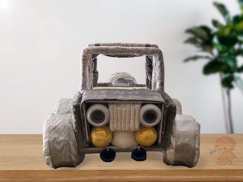 Jeep diaper cake, front
