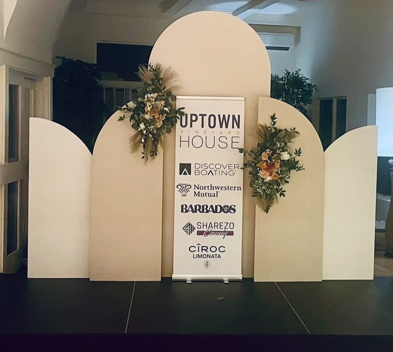 Arched backdrop panels with florals
